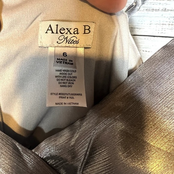 Alexa B Women's Maxi Evening Dress Spaghetti Strap Size 6 Silver NWT - Picture 3 of 4
